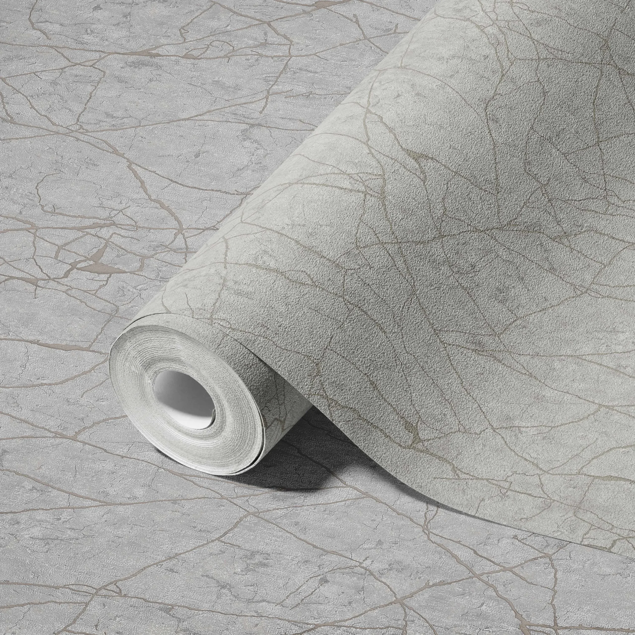 Gray Embossed Wallpaper – Marble Abstraction (23107-3)